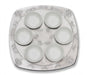 Shraga Landesman Aluminum Seder Plate Engraved Hebrew Wording with White Dishes - Culture Kraze Marketplace.com