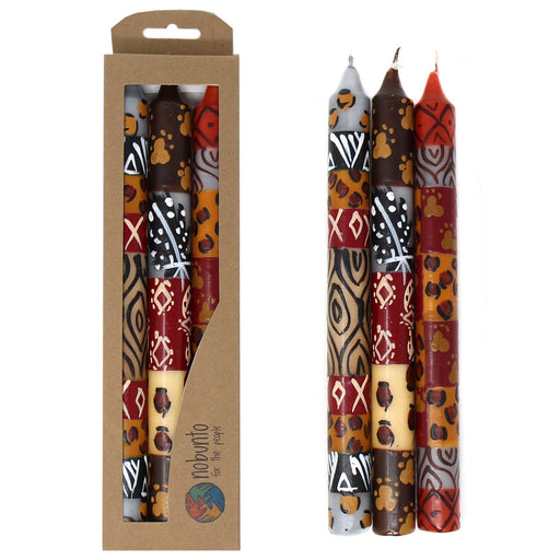 Set of Three Boxed Tall Hand-Painted Candles - Uzima Design - Nobunto - Culture Kraze Marketplace.com