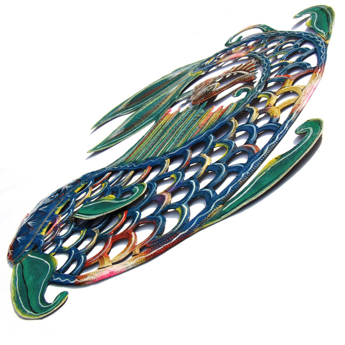 24 inch Painted Fish & Shell Metal Artwork - Culture Kraze Marketplace.com