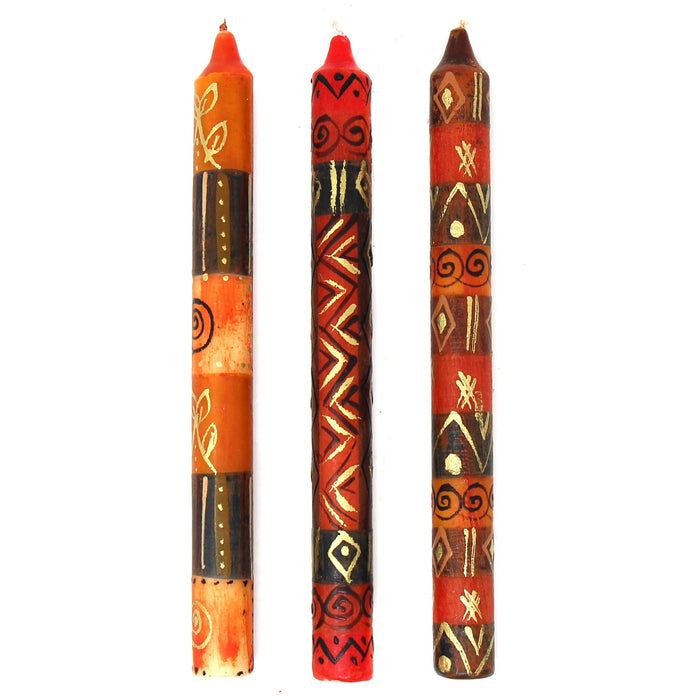 Set of Three Boxed Tall Hand-Painted Candles - Bongazi Design - Culture Kraze Marketplace.com