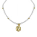 White Glass Bead Choker with Brass Coin Pendant - Culture Kraze Marketplace.com