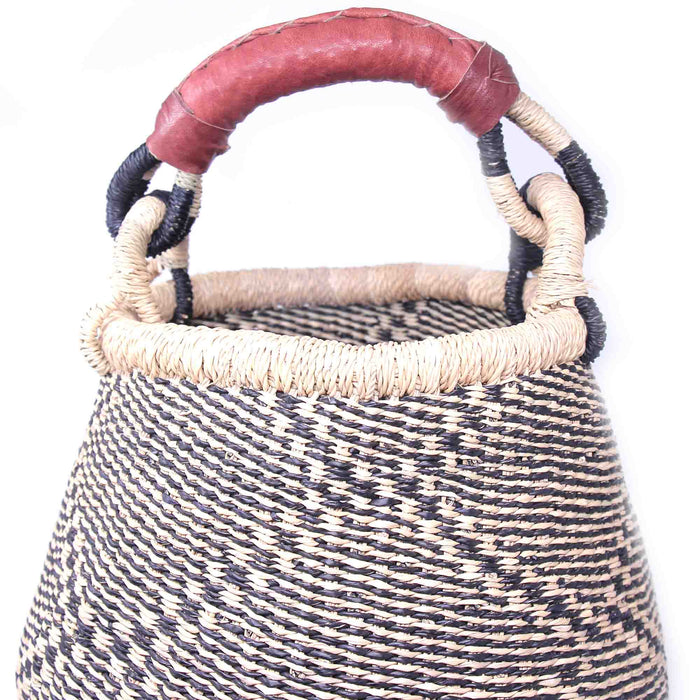 Small Bolga Pot Basket - Navy Neutral - Culture Kraze Marketplace.com
