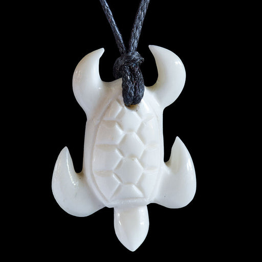 Small Bone Turtle Pendant, handcrafted necklace - Culture Kraze Marketplace.com