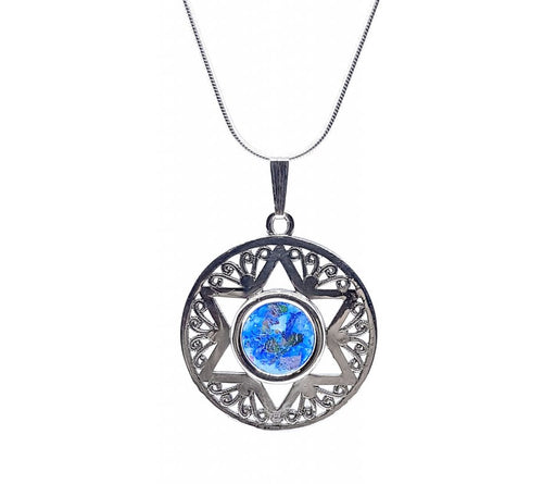 Roman Glass 925 Sterling Silver Necklace Filigree Star of David - Culture Kraze Marketplace.com
