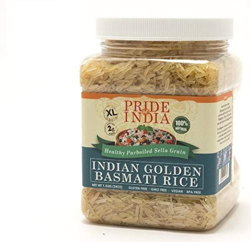 Extra Long Indian Golden Basmati Rice - Healthy Parboiled Sella Grain Jar-0