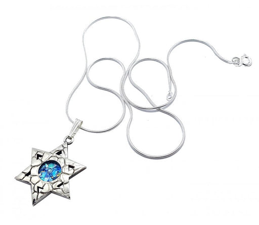 Roman Glass 925 Sterling Silver Necklace Textured Star of David - Culture Kraze Marketplace.com