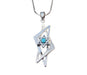 Rhodium Pendant Necklace - Double Elongated Star of David with Blue Stone - Culture Kraze Marketplace.com