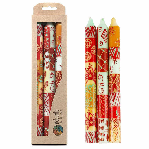 Hand Painted Candles in Owoduni Design (three tapers) - Nobunto - Culture Kraze Marketplace.com