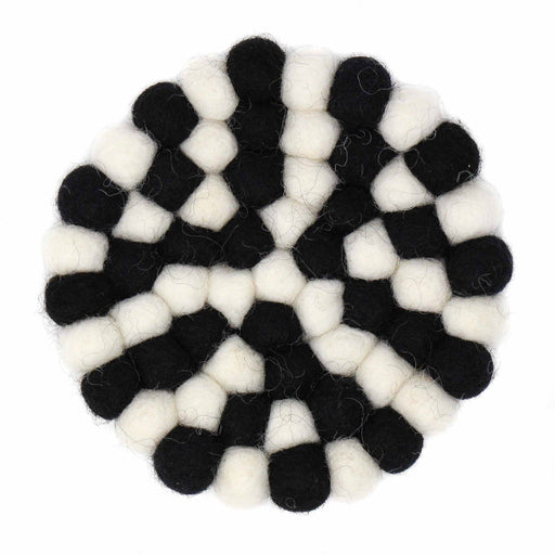 Round Hand Crafted Felt Ball Trivet Black/White - Culture Kraze Marketplace.com