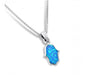 Opal Hamsa Necklace Light Blue Pendant in 925 Sterling Silver - Culture Kraze Marketplace.com