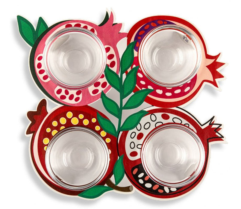 Dorit Judaica Four Joined Colorful Pomegranate-shaped Honey Dishes - Culture Kraze Marketplace.com