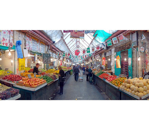 Panoramic Machane Yehuda Market Sukkah Single-Wall Panel 16 ft Width - Culture Kraze Marketplace.com