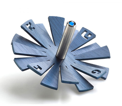 Adi Sidler Brushed Aluminum Chanukah Dreidel, Flying Petals Design - Blue - Culture Kraze Marketplace.com