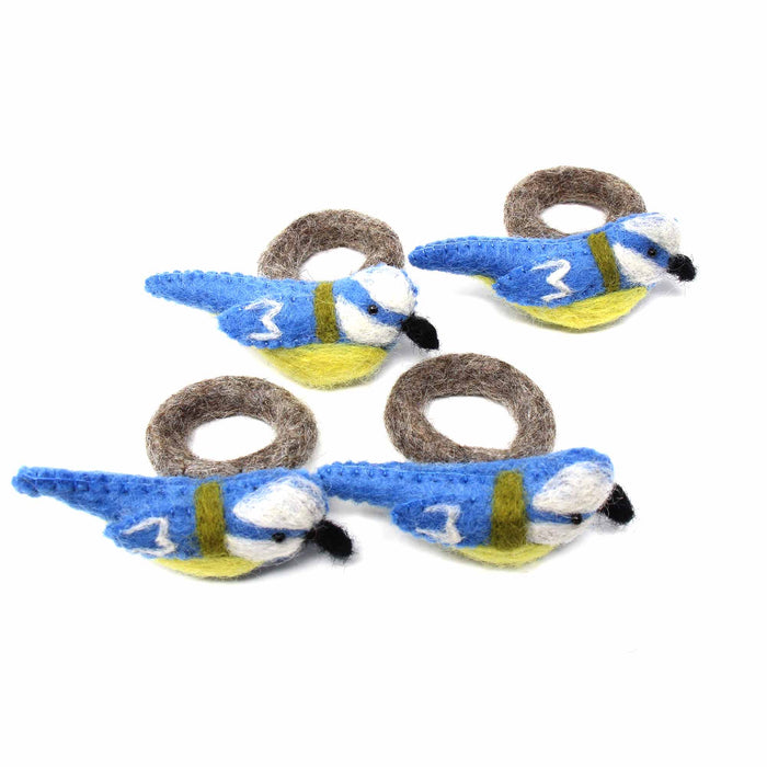 Napkin Rings, Set of 4 Birds - Yellow/Blue - Culture Kraze Marketplace.com