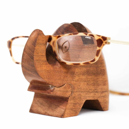 Elephant Eyeglass Acacia Wood Stand - Culture Kraze Marketplace.com