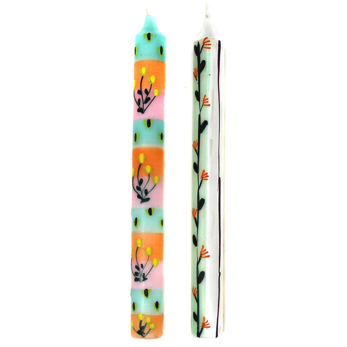 Tall Hand Painted Candles - Pair -Imbali Design - Culture Kraze Marketplace.com