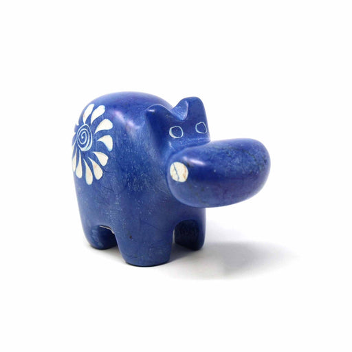 Handcrafted Blue Soapstone Hippo - Culture Kraze Marketplace.com