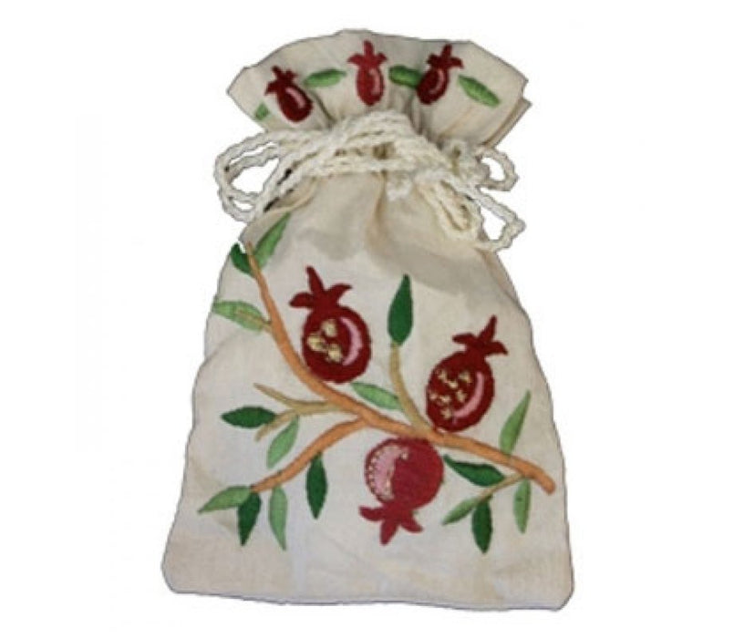 Yair Emanuel Embroidered Silk Havdalah Spice Bag with Cloves - Pomegranates - Culture Kraze Marketplace.com