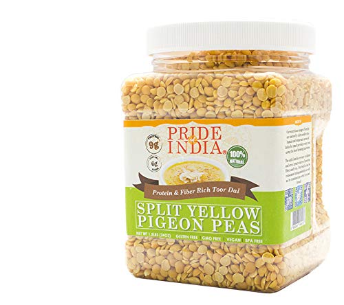 Indian Split Yellow Pigeon Peas - Protein & Fiber Rich Toor Dal Jar-0