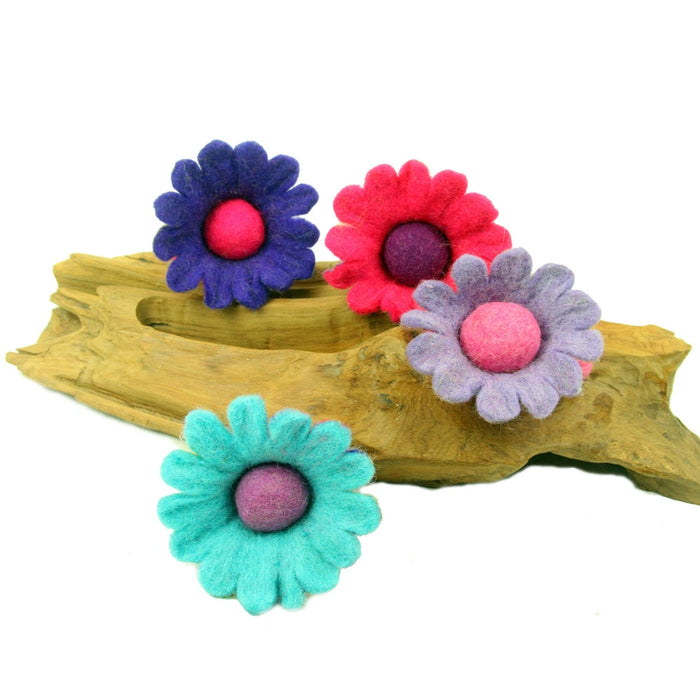 Hand Felted Colorful Flower Fairies - Set of 4 - Global Groove - Culture Kraze Marketplace.com
