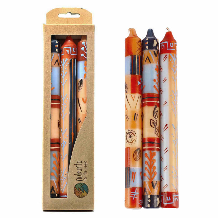 Hand Painted Candles in Uzushi Design (three tapers) - Nobunto - Culture Kraze Marketplace.com