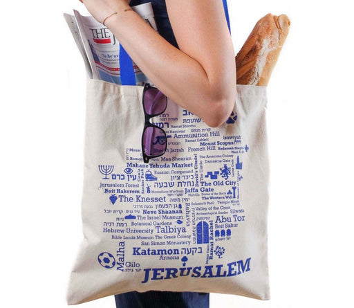 Barbara Shaw Canvas Tote Bag - Jerusalem Neighborhood Names - Culture Kraze Marketplace.com