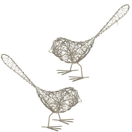 <center>Set of 2 Wire Birds </br>Crafted by Artisans in India </br>Each measures 6-1/4” high x 6-3/4” wide x 2-1/2” deep</center>