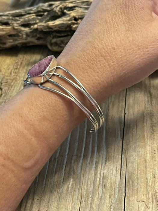Navajo Purple Spiny Sterling Silver Bracelet Loop Cuff Stamped Begay