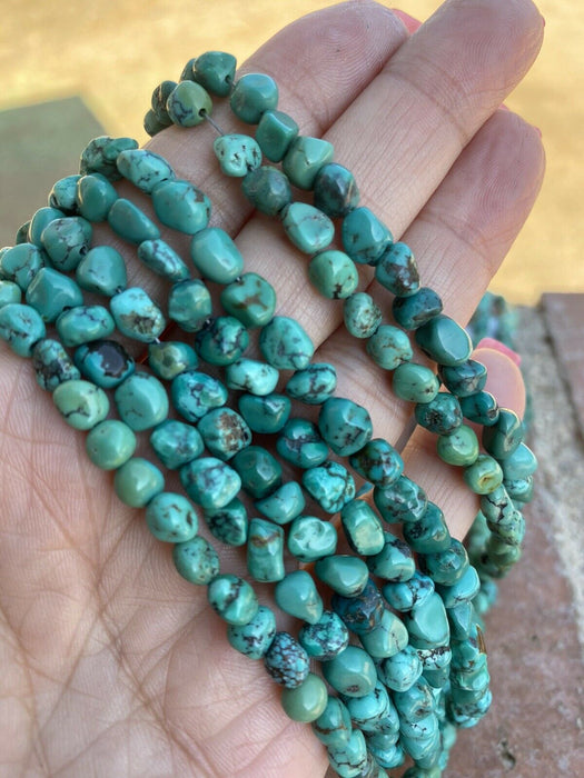 Navajo Turquoise & Sterling  Beaded Necklace 18"