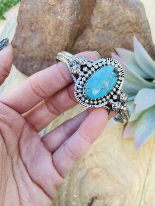 Navajo Sterling Cuff & Turquoise Cuff Bracelet Signed
