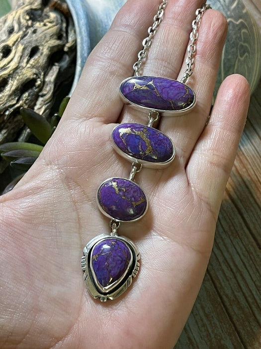 Navajo Purple Dream Mojave & Sterling Silver Lariat Necklace