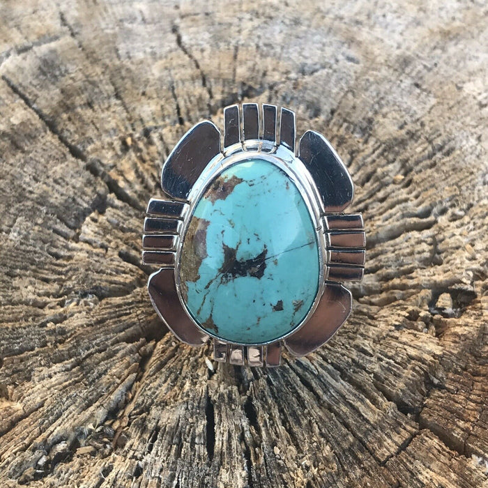 Royston Turquoise & Sterling Silver Navajo Ring Size 8 Stamped Sterling - Culture Kraze Marketplace.com