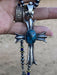 Navajo Morenci  Turquoise & Sterling Silver Cross Pendant By Chimney Butte - Culture Kraze Marketplace.com