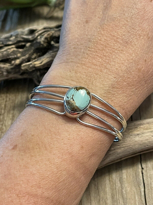 Navajo Turquoise Spiny Sterling Silver Bracelet Loop Cuff Stamped Begay