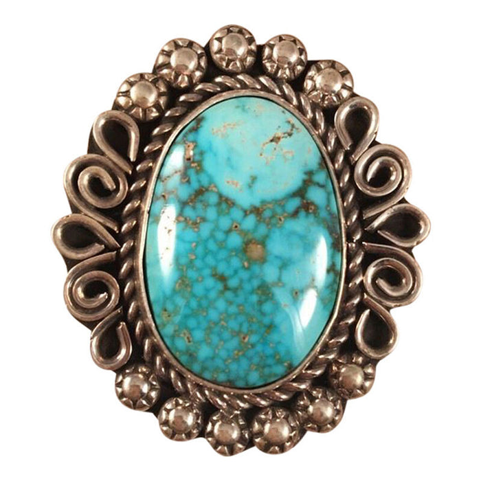 Blue Ridge Turquoise & Sterling Silver Navajo Ring Size 6.5 Signed - Culture Kraze Marketplace.com