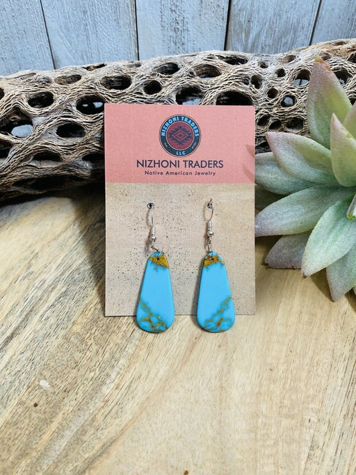 Navajo Sterling Silver & Turquoise Slab Dangle Earrings - Culture Kraze Marketplace.com
