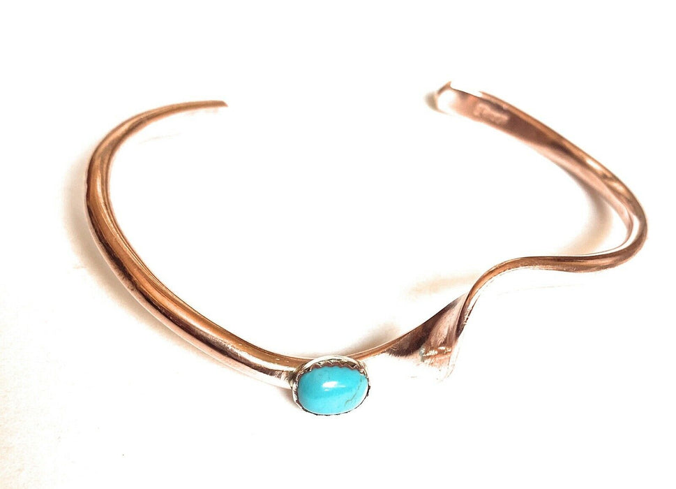 Navajo Turquoise & Copper Over Sterling Twisted Cuff Bracelet