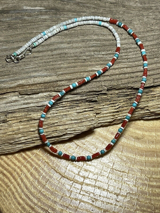 Navajo Sterling Silver, Multi Stone Heishi Beaded 16 Inch Necklace - Culture Kraze Marketplace.com