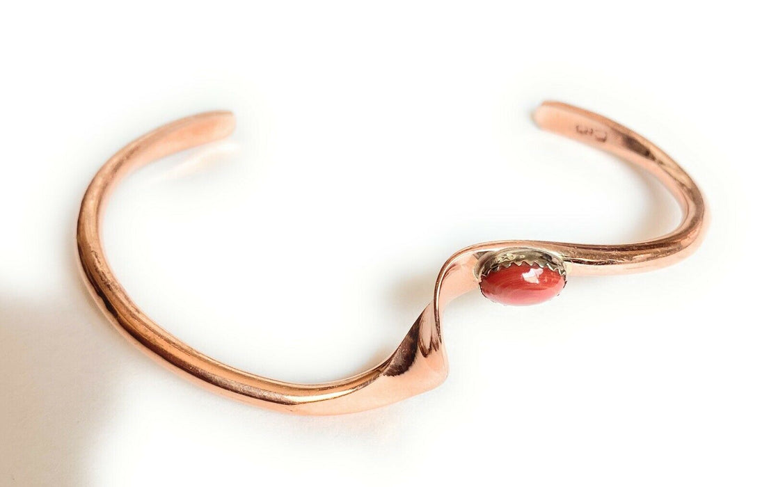 Navajo Coral & Copper Over Sterling Twisted Cuff Bracelet