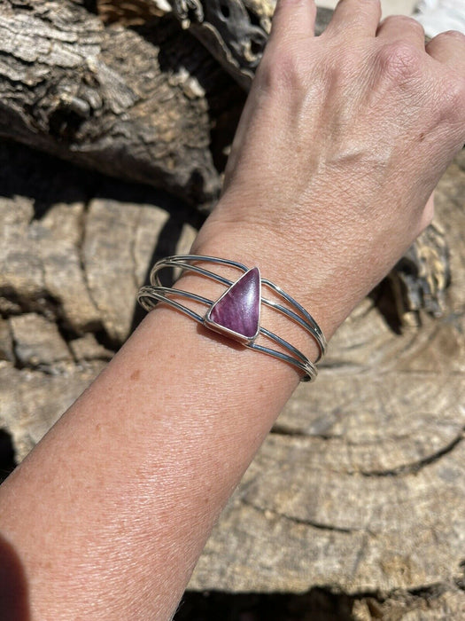 Navajo Purple Spiny Triangle Sterling Silver Cuff Bracelet
