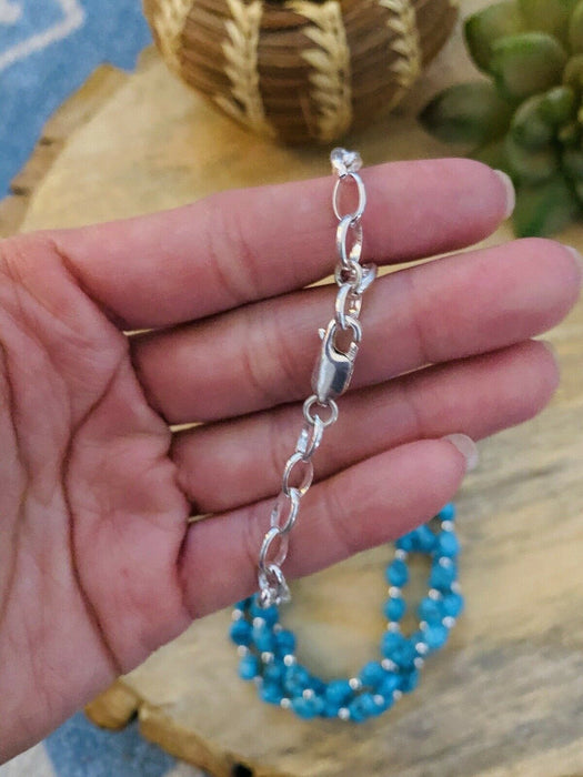 Navajo Sterling Silver & Natural Sleeping Beauty Turquoise Nugget  Necklace