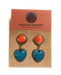 Navajo Sterling Silver, Orange Spiny & Turquoise Heart Dangle Earrings - Culture Kraze Marketplace.com
