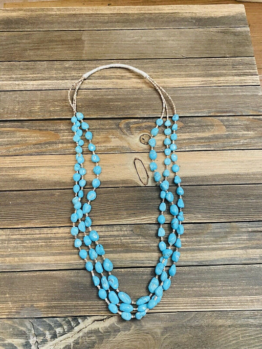 Vintage Old Pawn Navajo Turquoise & Heishi 3-Strand Beaded Necklace - Culture Kraze Marketplace.com