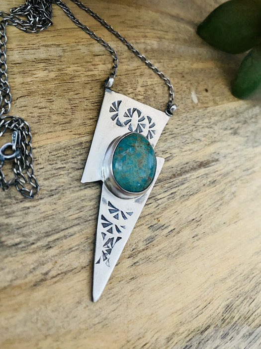 Navajo Sterling Silver & Turquoise Lightning Necklace