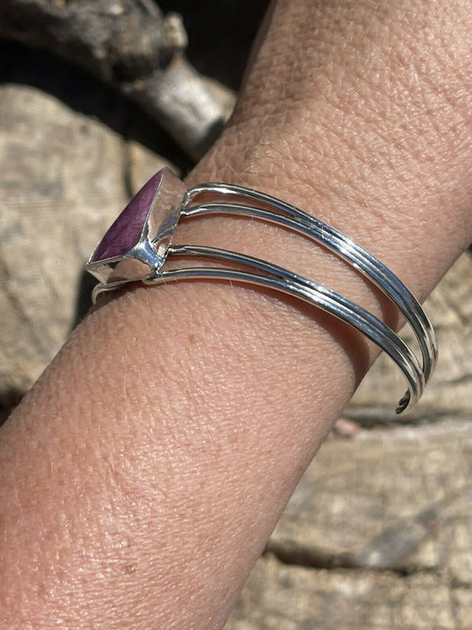 Navajo Purple Spiny Triangle Sterling Silver Cuff Bracelet
