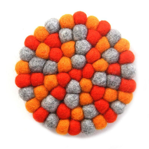 Hand Crafted Chakra Oranges Felt Ball Coasters 4 pack - Culture Kraze Marketplace.com