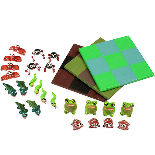 <center>Assorted Mayan Tic-Tac-Toe Games crafted by Artisans in Guatemala </br> Each Board  Measures 3-1/2” x 3-1/2”, with 1/4-3/4” game pieces</center> 