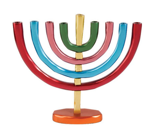Yair Emanuel Anodized Aluminum Classic Arch Hanukkah Menorah - Multicolored - Culture Kraze Marketplace.com