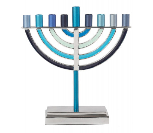 Yair Emanuel Classic Contemporary Aluminum Hanukkah Menorah - Shades of Blue - Culture Kraze Marketplace.com