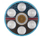 Dorit Judaica Circular Seder Plate with Six Glass Bowls - Turquoise and Mustard - Culture Kraze Marketplace.com